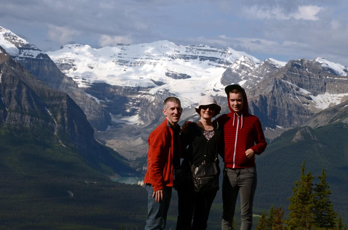 14 Jerome Ryan, Charlotte Ryan, Peter Ryan With Mount Victoria From Top Of Gondola Lake Louise Ski In Summer